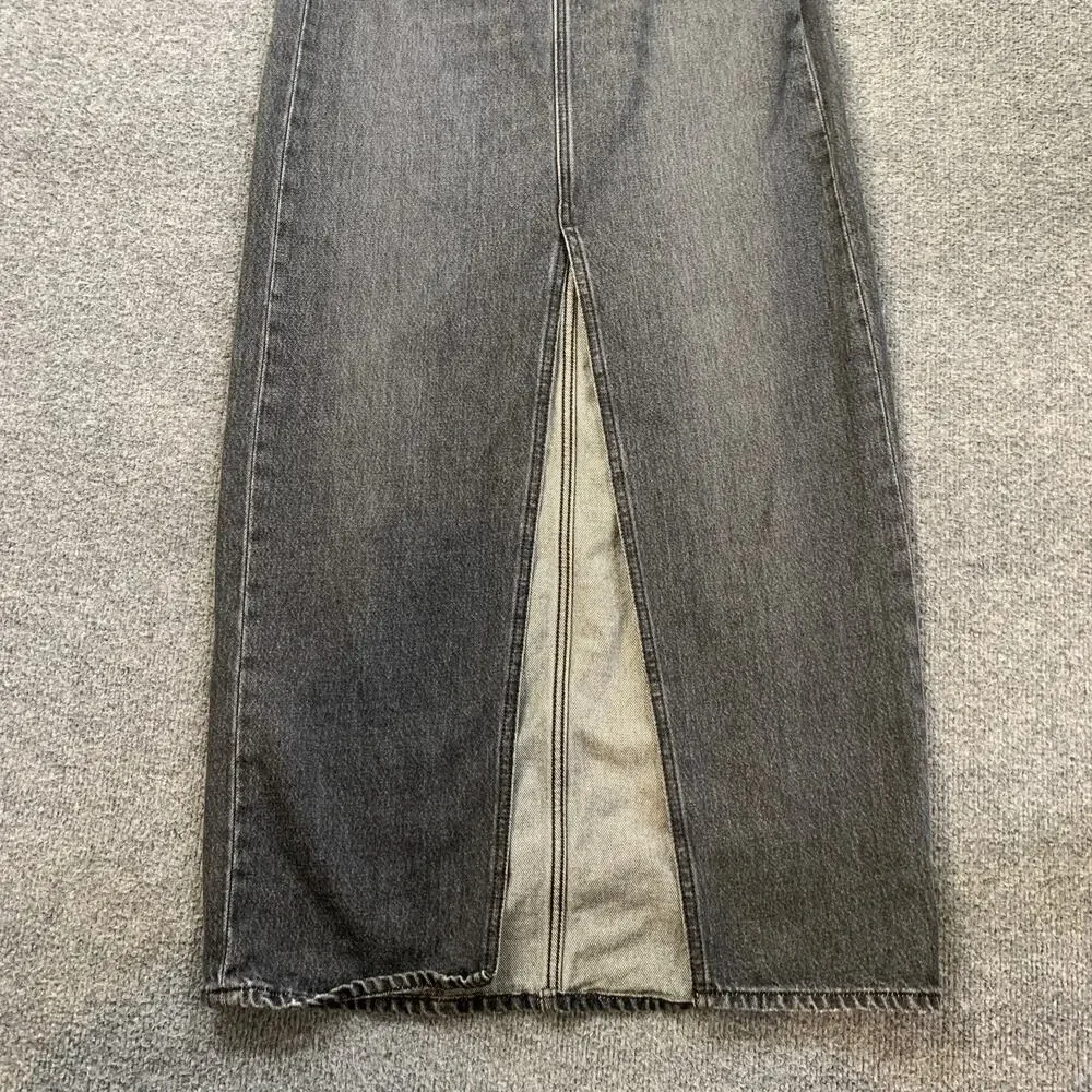 Levis Skirt Womens 24 Gray Ankle Column Denim Slit Front Pockets Zip Fly Stretch